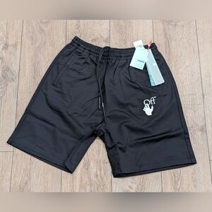 $520 Mens OFF-WHITE Hand Off Skate Logo Sweat Shorts Black Small